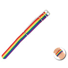 Pride regenbogenflaggenarmband nylonuhrband in regenbogenfarben mit silberfarbenen schnalle und verstellteilen