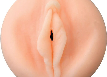 Pfirsichfarbener silikonmasturbator private heisse bombshell to go mit realistischer struktur und zentraler öffnung