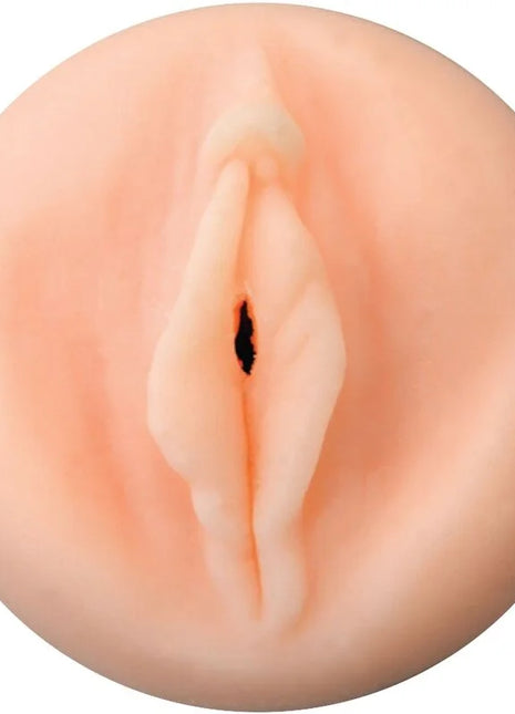 Pfirsichfarbener silikonmasturbator private heisse bombshell to go mit realistischer struktur und zentraler öffnung