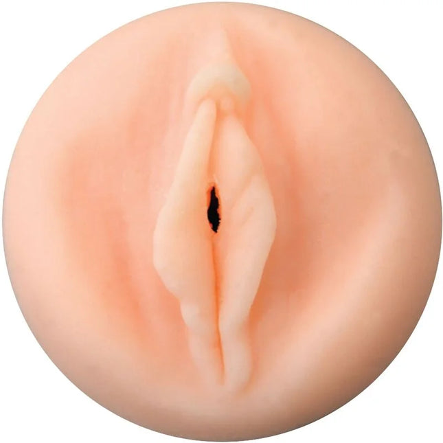 Pfirsichfarbener silikonmasturbator private heisse bombshell to go mit realistischer struktur und zentraler öffnung