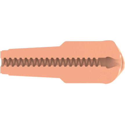 Peachfarbener silikon cockring mit strukturierter, gerippter innenseite aus dem produkt private - original tube natürlicher masturbator