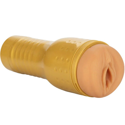 Goldfarbener silikon analplug mit strukturierter griffzone und realistischem hautfarbenem kopf von PRIVATE ORIGINAL TUBE natürlicher masturbator