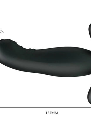 Schwarzer silikon analplug mit t-förmigem griff und strukturierter oberfläche für prostatamassage mit vibration