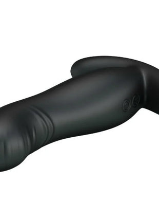 Schwarzer silikon prostatamassager mit vibration ergonomischem design und strukturiertem griffbereich