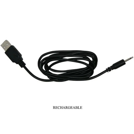 Schwarzes usb-zu-3,5mm audiokabel für prostatamassager mit vibration, aufgewickelt zum verbinden und aufladen