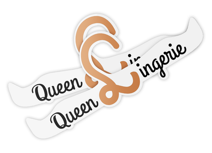 Weiße und beige queen und in lingerie aufkleber mit stilisiertem kaufmannszeichen für queen lingerie hanger 27,5 cm