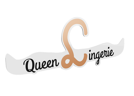 Weißer und goldfarbener queen lingerie kleiderbügel mit stilisiertem kaufmännischen und 27,5 cm lang