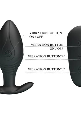 Schwarzer silikon analplug mit fernbedienung und vibrierender intensitätsregelung regina anal plug vibrator