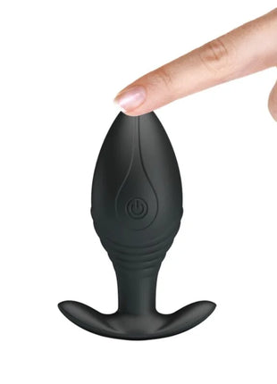 Schwarzer silikon-analplug vibrator regina mit power-knopf und ergonomischem design für komfortablen gebrauch