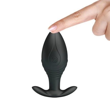 Schwarzer silikon-analplug vibrator regina mit power-knopf und ergonomischem design für komfortablen gebrauch
