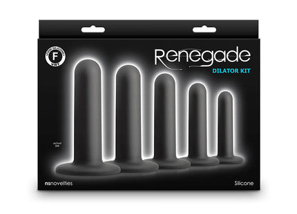 Schwarzes silikon-dilator-set renegade flex set in eleganter renegade-verpackung für vielseitige anwendung