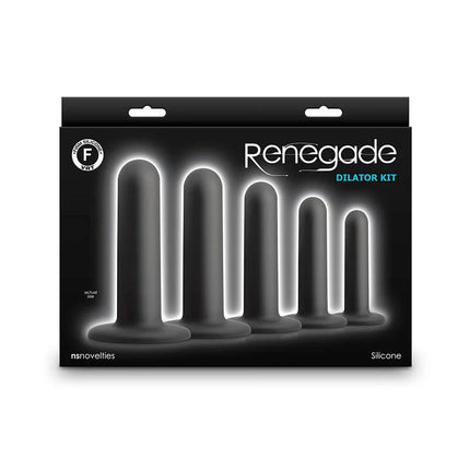 Schwarzes silikon-dilator-set renegade flex set in eleganter renegade-verpackung für vielseitige anwendung