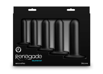 Schwarzes silikon-dilator-set renegade flex set in eleganter schwarzer verpackung vielseitig und flexibel