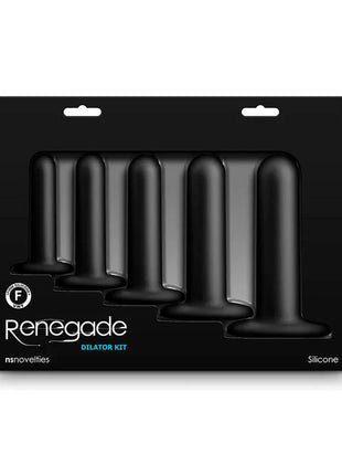 Schwarzes silikon-dilator-set renegade flex set in eleganter schwarzer verpackung vielseitig und flexibel