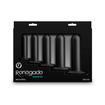 Schwarzes silikon-dilator-set renegade flex set in eleganter schwarzer verpackung vielseitig und flexibel
