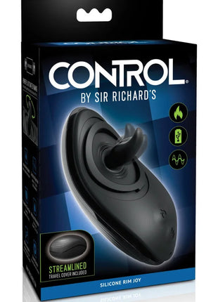 Schwarzer silikon rim joy analvibrator von control mit ergonomischer form und reisetasche für freude