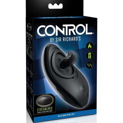 Schwarzer silikon rim joy analvibrator von control mit ergonomischer form und reisetasche für freude