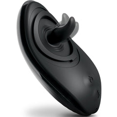 Schwarzer silikon anal-vibrator rim joy mit gebogenem ergonomischem design und zentraler rotierender welle