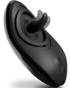 Schwarzer silikon anal-vibrator rim joy mit gebogenem ergonomischem design und zentraler rotierender welle