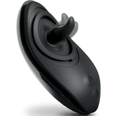 Schwarzer silikon anal-vibrator rim joy mit gebogenem ergonomischem design und zentraler rotierender welle