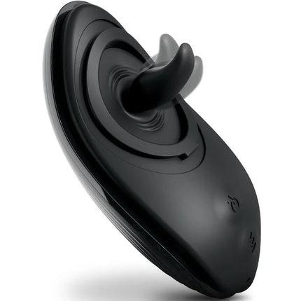 Schwarzer silikon anal-vibrator rim joy mit gebogenem ergonomischem design und zentraler rotierender welle
