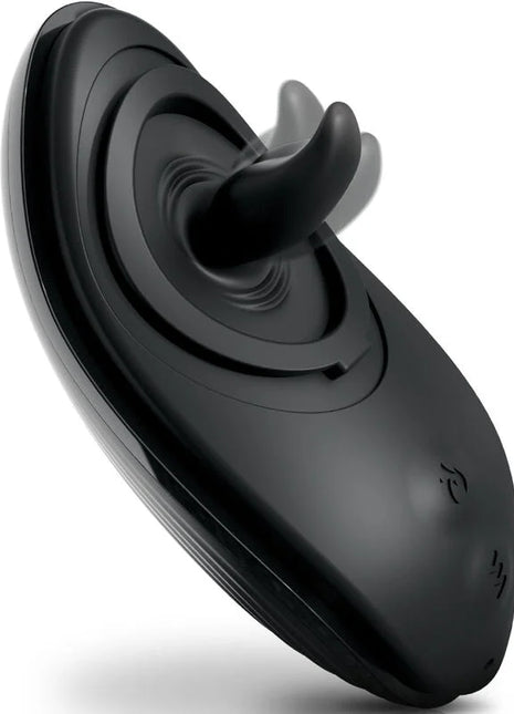 Schwarzer silikon anal-vibrator rim joy mit gebogenem ergonomischem design und zentraler rotierender welle