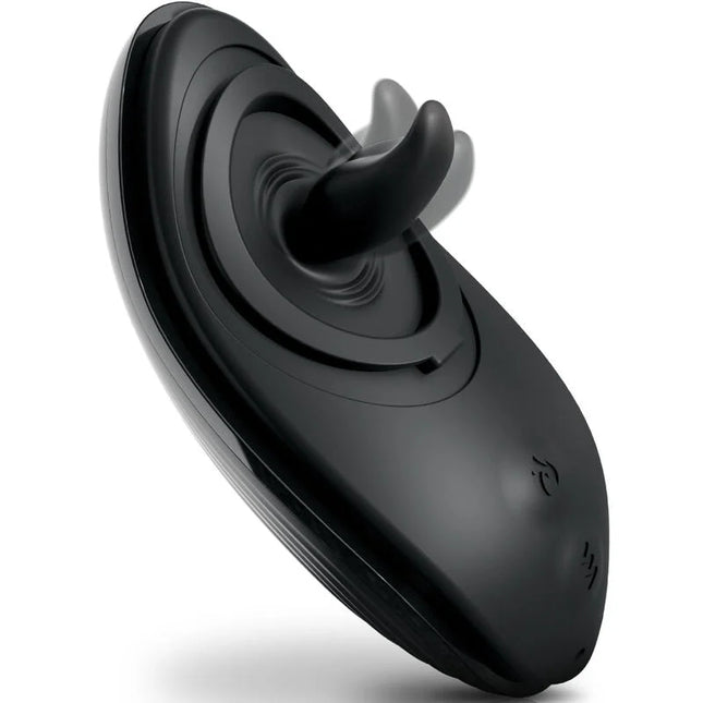 Schwarzer silikon anal-vibrator rim joy mit gebogenem ergonomischem design und zentraler rotierender welle