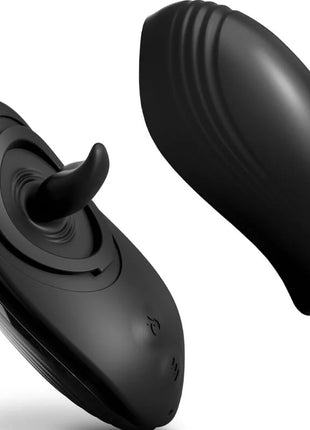 Schwarzer silicone anal-vibrator rim joy mit ergonomischem gebogenem design und strukturierten rillen