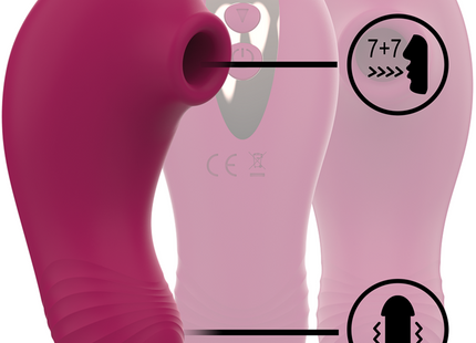 Rosa silikon klitorisstimulator rithual shushu pro mit drei steuerknöpfen auf der rückseite und zwei motoren