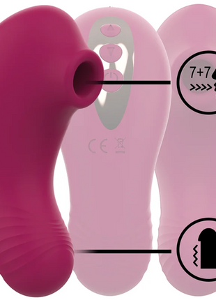 Rosa silikon klitorisstimulator rithual shushu pro mit drei steuerknöpfen auf der rückseite und zwei motoren