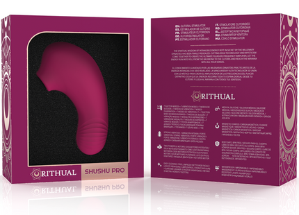 Ein magentafarbenes rithual shushu pro pocket klitorisstimulator mit zwei leistungsstarken motoren und ergonomischem design