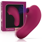 Ein magentafarbener silikon pocket klitorisstimulator rithual shushu pro mit ergonomischem design und zwei motoren