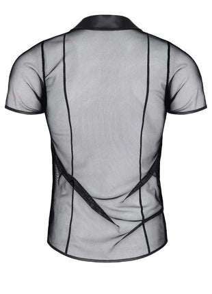 RMRoberto Mesh T-Shirt Schwarz – Stehkragen & Patch - Herren T-shirts