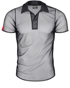 RMRoberto Mesh T-Shirt Schwarz – Stehkragen & Patch - Herren T-shirts