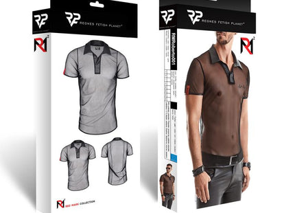 RMRoberto Mesh T-Shirt Schwarz – Stehkragen & Patch - Herren T-shirts