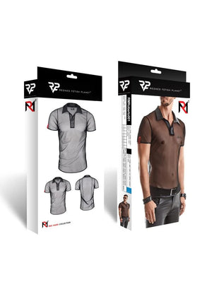 RMRoberto Mesh T-Shirt Schwarz – Stehkragen & Patch - Herren T-shirts