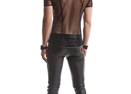 RMRoberto Mesh T-Shirt Schwarz – Stehkragen & Patch - Herren T-shirts