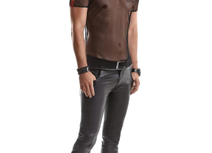 RMRoberto Mesh T-Shirt Schwarz – Stehkragen & Patch - Herren T-shirts