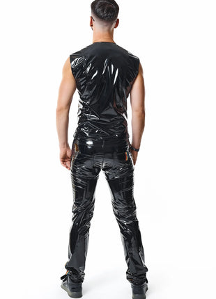RMTaddeoRBW: Lackweste mit Regenbogen-Detail - Schwarz - Herren-Weste