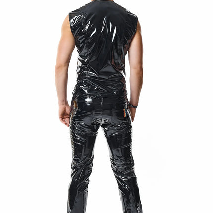 RMTaddeoRBW: Lackweste mit Regenbogen-Detail - Schwarz - Herren-Weste