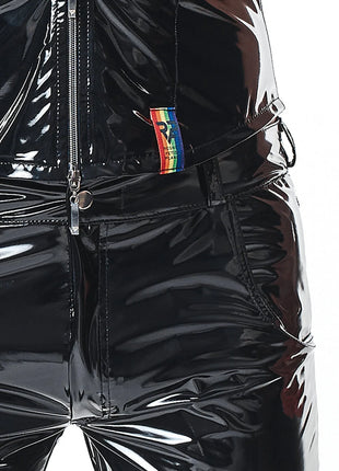 RMTaddeoRBW: Lackweste mit Regenbogen-Detail - Schwarz - Herren-Weste