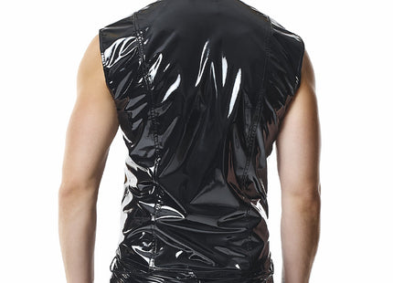 RMTaddeoRBW: Lackweste mit Regenbogen-Detail - Schwarz - Herren-Weste