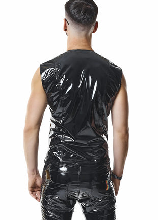 RMTaddeoRBW: Lackweste mit Regenbogen-Detail - Schwarz - Herren-Weste