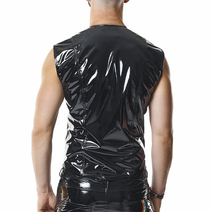 RMTaddeoRBW: Lackweste mit Regenbogen-Detail - Schwarz - Herren-Weste