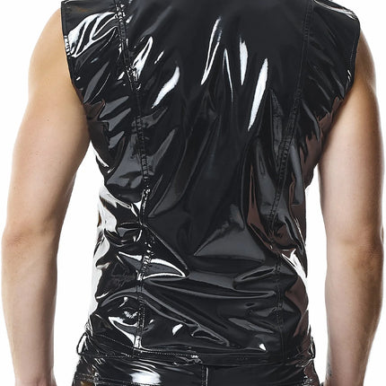 RMTaddeoRBW: Lackweste mit Regenbogen-Detail - Schwarz - Herren-Weste
