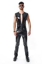 RMTaddeoRBW: Lackweste mit Regenbogen-Detail - Schwarz - Herren-Weste