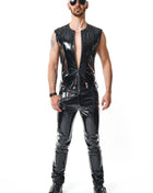RMTaddeoRBW: Lackweste mit Regenbogen-Detail - Schwarz - Herren-Weste