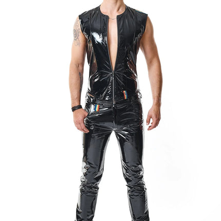 RMTaddeoRBW: Lackweste mit Regenbogen-Detail - Schwarz - Herren-Weste