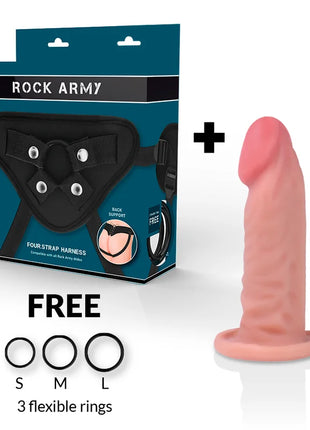 ROCKARMY - GURT + DUAL DENSITY TIGER REALISTISCHER DILDO 14 CM -O- 4.46 CM