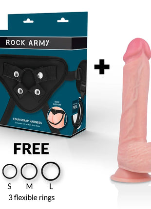 ROCKARMY - HARNESS + FLÜSSIGSILIKON PREMIUM SPITFIRE REALISTIC 21 CM -O- 4.62 CM